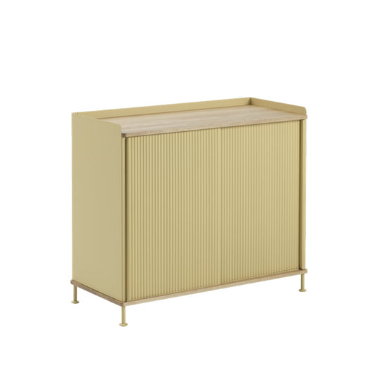 Muuto Enfold Tall Sideboard Yellow-Oak-Metal