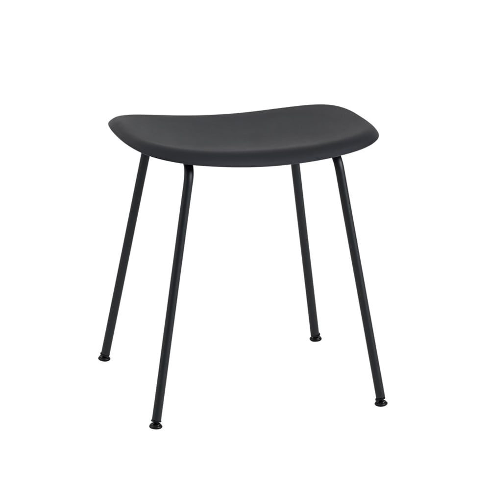 Muuto Fiber Hocker Black, Schwarzes Stahlgestell