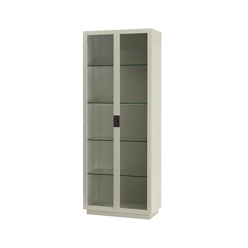 Asplund Frame XL Vitrinenschrank Light grey, schwarzer Ledergriff