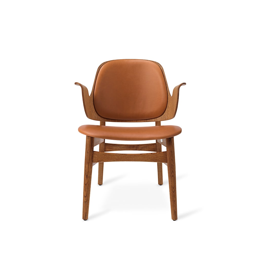 Warm Nordic Gesture Loungestuhl Leder silk 250 cognac, Eichengestell teak geölt