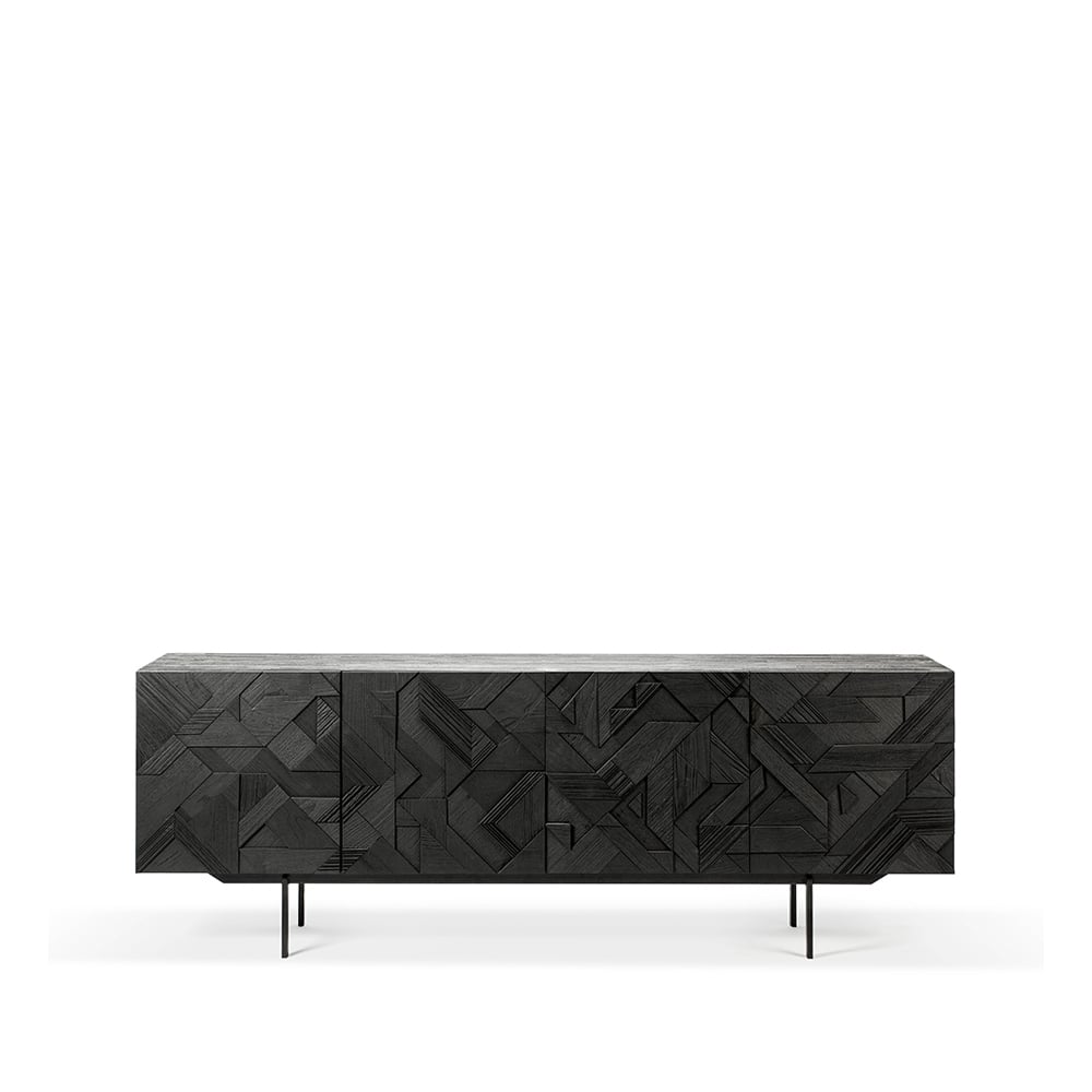 Ethnicraft Graphic sideboard Teak svart 4 dörrar