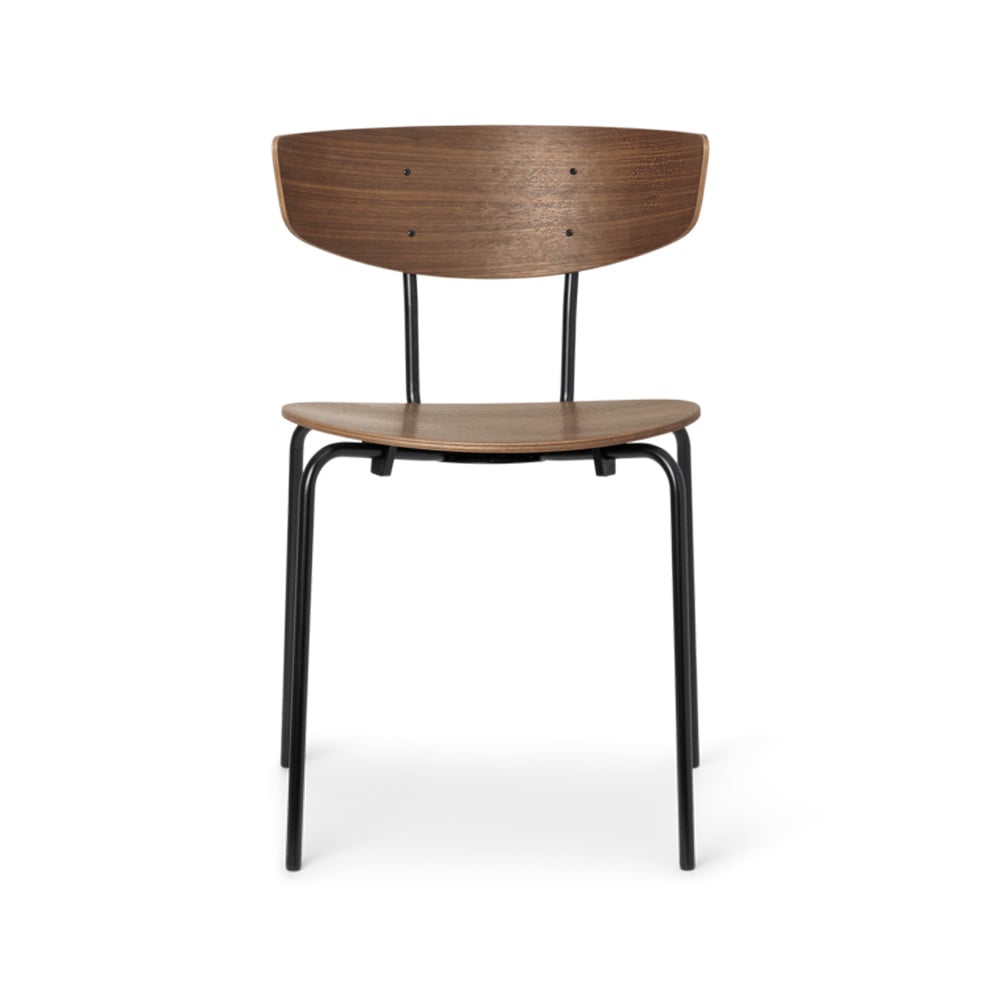 ferm LIVING Herman Stol walnut, svart stålstativ