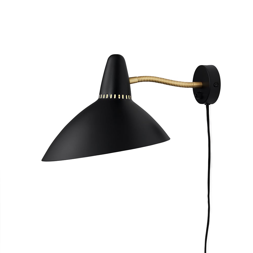 Warm Nordic Lightsome Wandleuchte Black noir, Messingdetail