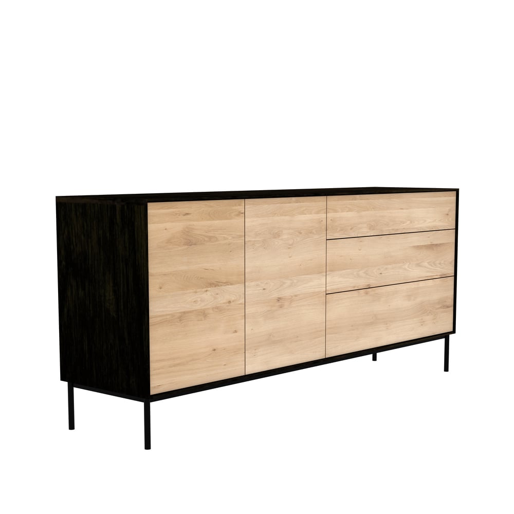 Ethnicraft Blackbird sideboard Svart ek 2 dörrar 3 lådor