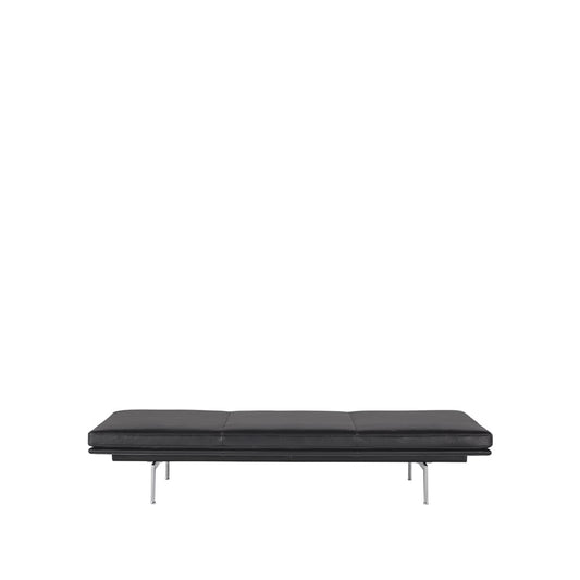 Muuto Outline Tagesbett Refine leather black-Aluminium