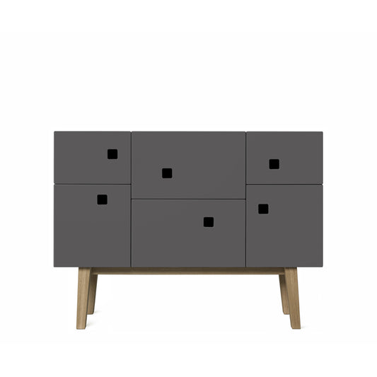 Zweed Peep C2 Schrank Slate grey, retro, Eichenbeine