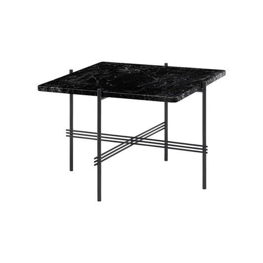 GUBI TS Square soffbord black marquina marble, 55x55 cm, svart stativ