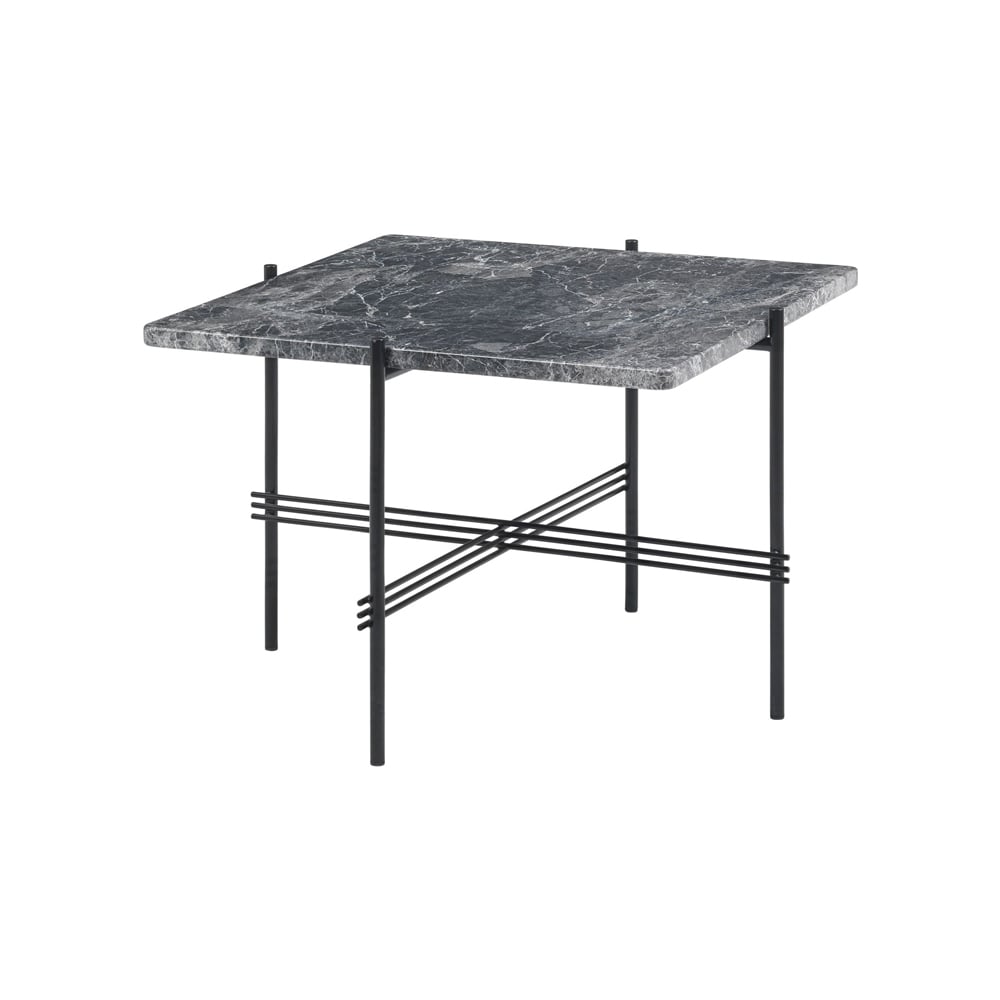 GUBI TS Square soffbord grey emperador marble, 55x55 cm, svart stativ