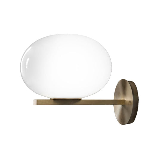 Oluce Alba 176 Wandleuchte Opal, Messing