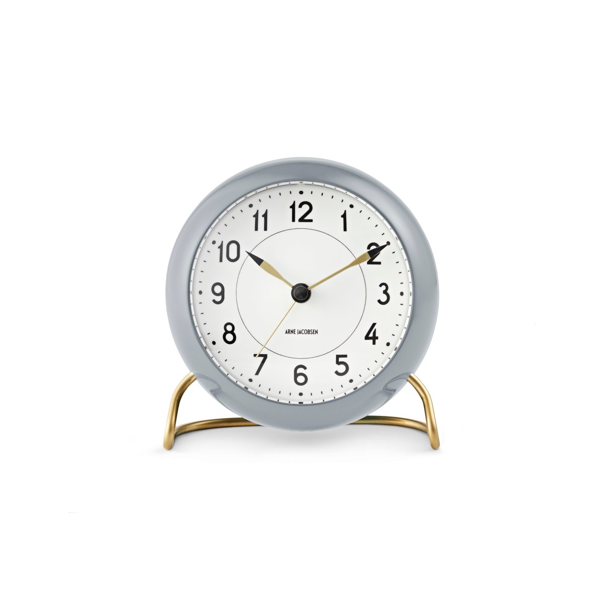 Arne Jacobsen Clocks AJ Station Tischsuhr 12cm Grau-weiß