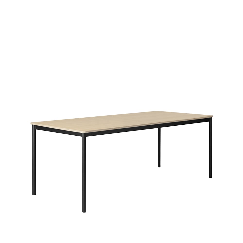 Muuto Base Esstisch Oak, Schwarzes Gestell, plywoodkant, 190 x 85cm