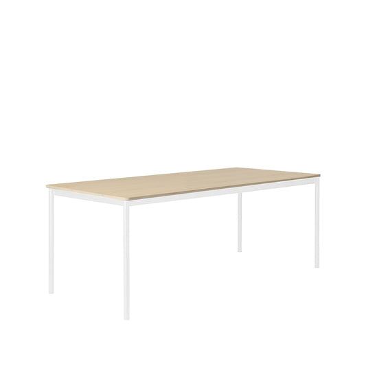 Muuto Base Esstisch Oak, Weißes Gestell, plywoodkant, 190 x 85cm