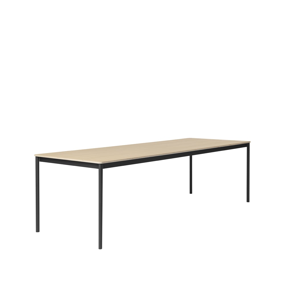 Muuto Base Esstisch Oak, Schwarzes Gestell, plywoodkant, 250 x 90cm