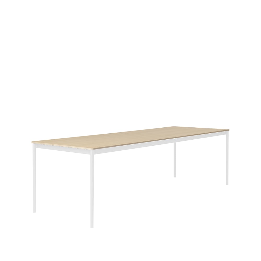 Muuto Base Esstisch Oak, Weißes Gestell, plywoodkant, 250 x 90cm