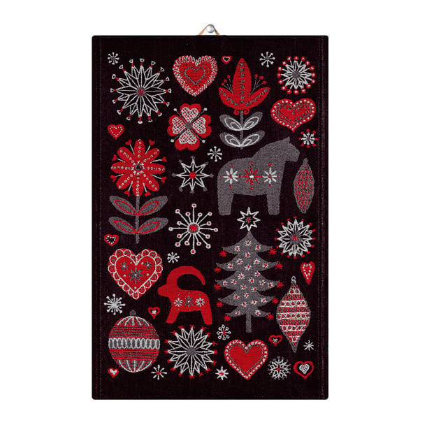 Ekelund Linneväveri Julnatt kitchen towel black