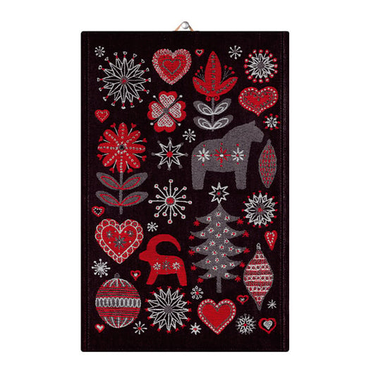 Ekelund Linneväveri Julnatt kitchen towel black