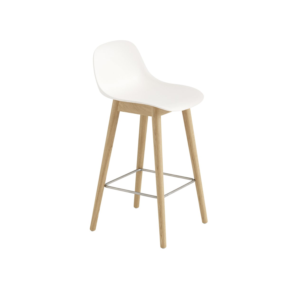 Muuto Fiber barstol med ryggstöd natural white, ekben, låg