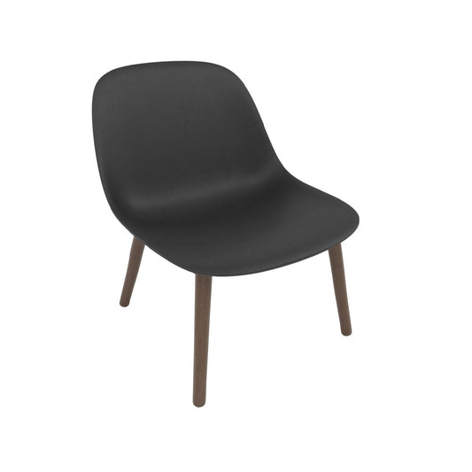 Muuto Fiber Loungestuhl wood base Black, dunklebraun gebeizte Beine