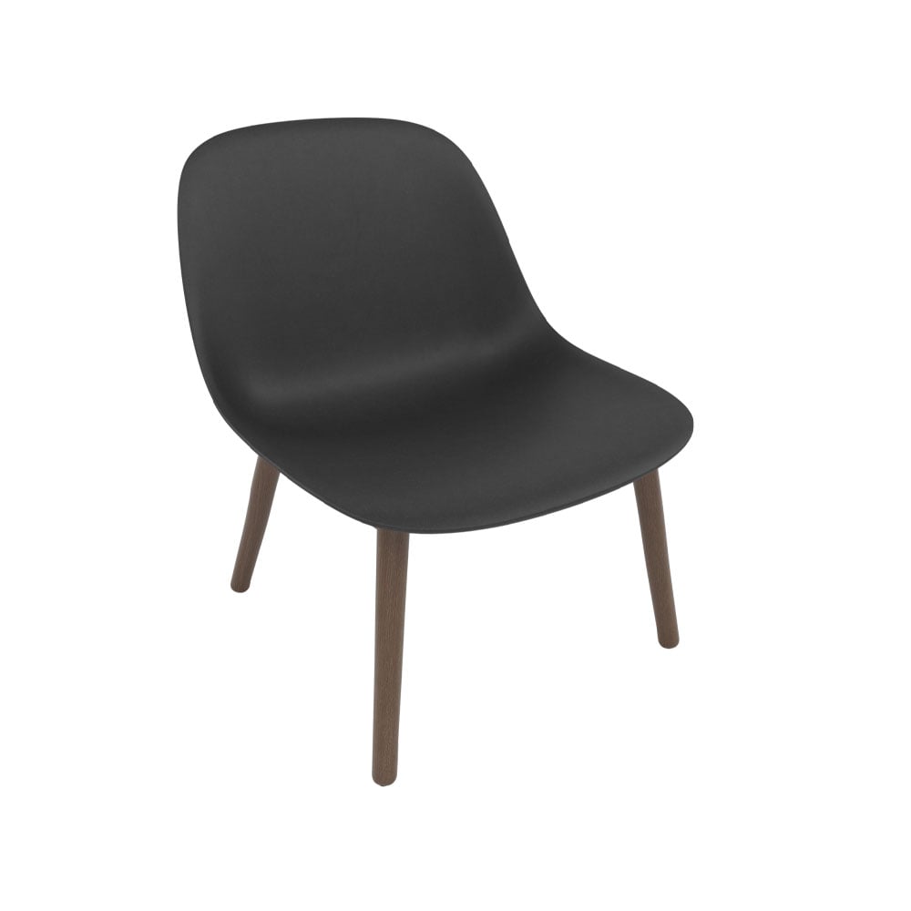 Muuto Fiber Loungestuhl wood base Black, dunklebraun gebeizte Beine