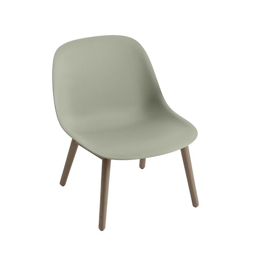 Muuto Fiber Loungestuhl wood base Dusty green, dunklebraun gebeizte Beine