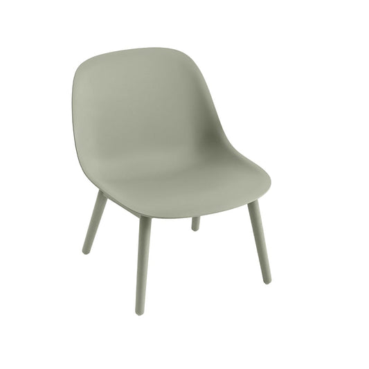 Muuto Fiber Loungestuhl wood base Dusty green, dusty green Beine