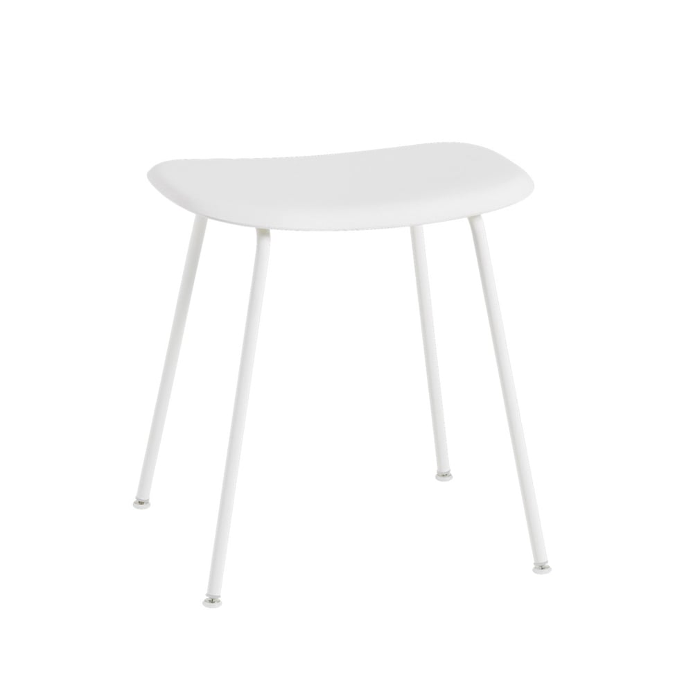 Muuto Fiber Hocker White, Weißes Stahlgestell