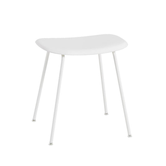 Muuto Fiber Hocker White, Weißes Stahlgestell