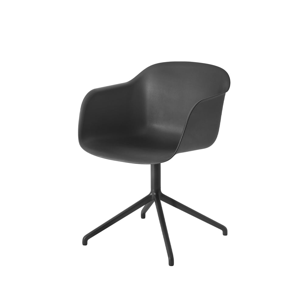 Muuto Fiber armchair swivel base with return kontorsstol Black-svart stativ