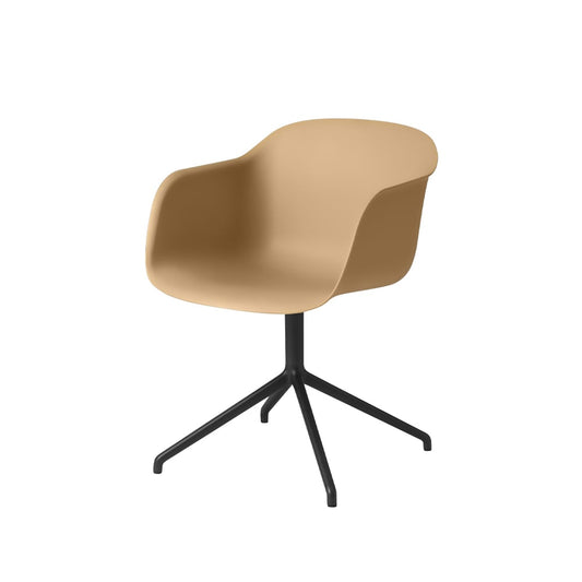 Muuto Fiber armchair swivel base with return kontorsstol Ochre-anthracite black stativ