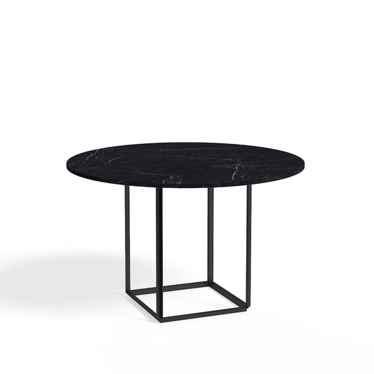 New Works Florence Esstisch rund black marquina marble, ø120cm, Schwarzes Gestell