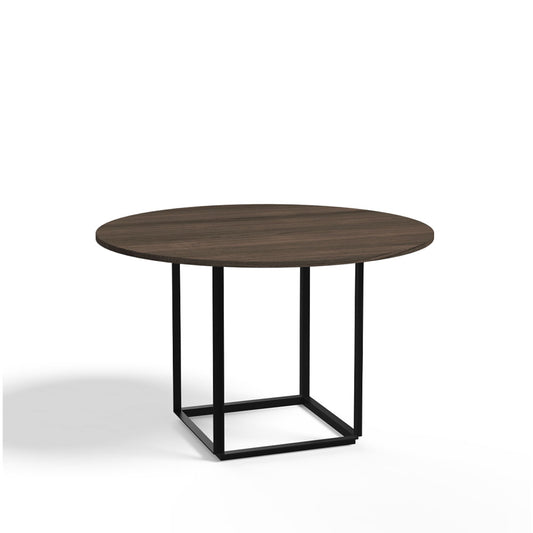 New Works Florence Esstisch rund walnut, ø120cm, Schwarzes Gestell