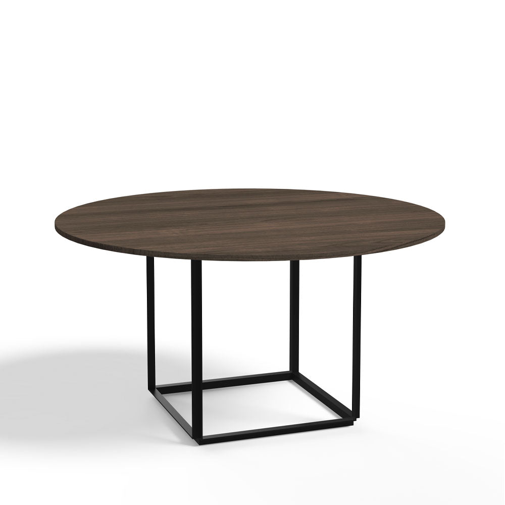 New Works Florence Esstisch rund walnut, ø145cm, Schwarzes Gestell