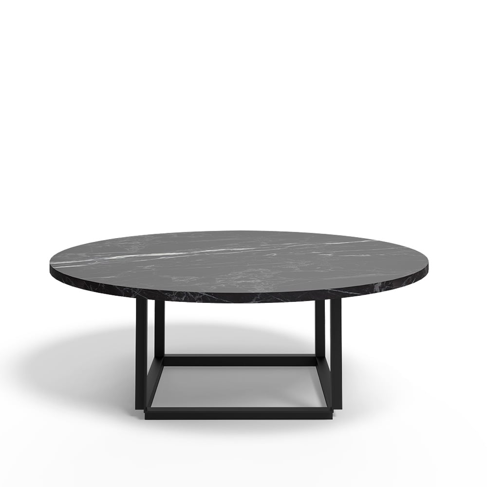 New Works Florence soffbord black marquina marble, ø90 cm, svart stativ