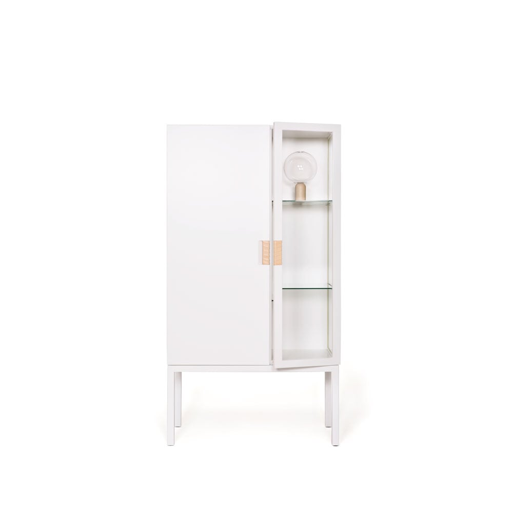 Asplund Frame Semi Vitrinenschrank White, natürliches Leder