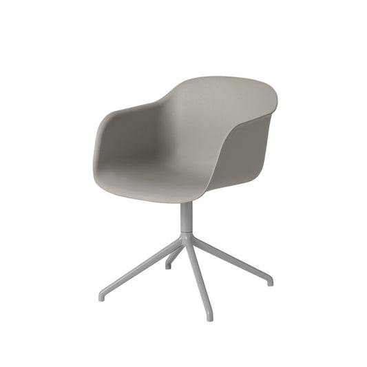 Muuto Fiber armchair Bürostuhl mit drehbarem Gestell Grey, Graues Gestell