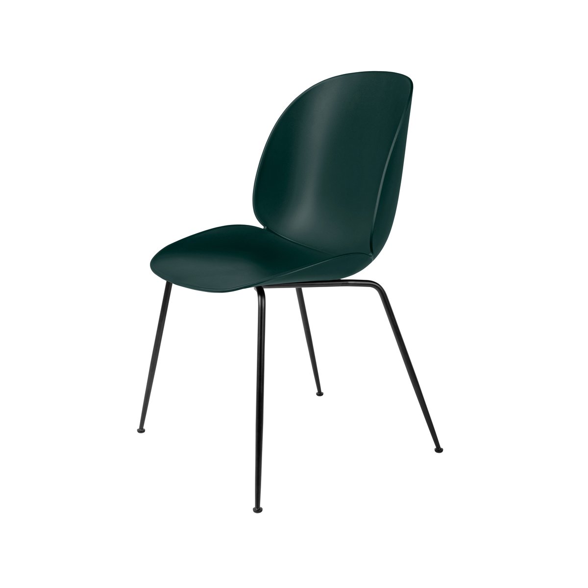 GUBI Beetle Stuhl Dark green, schwarzes Stahlgestell