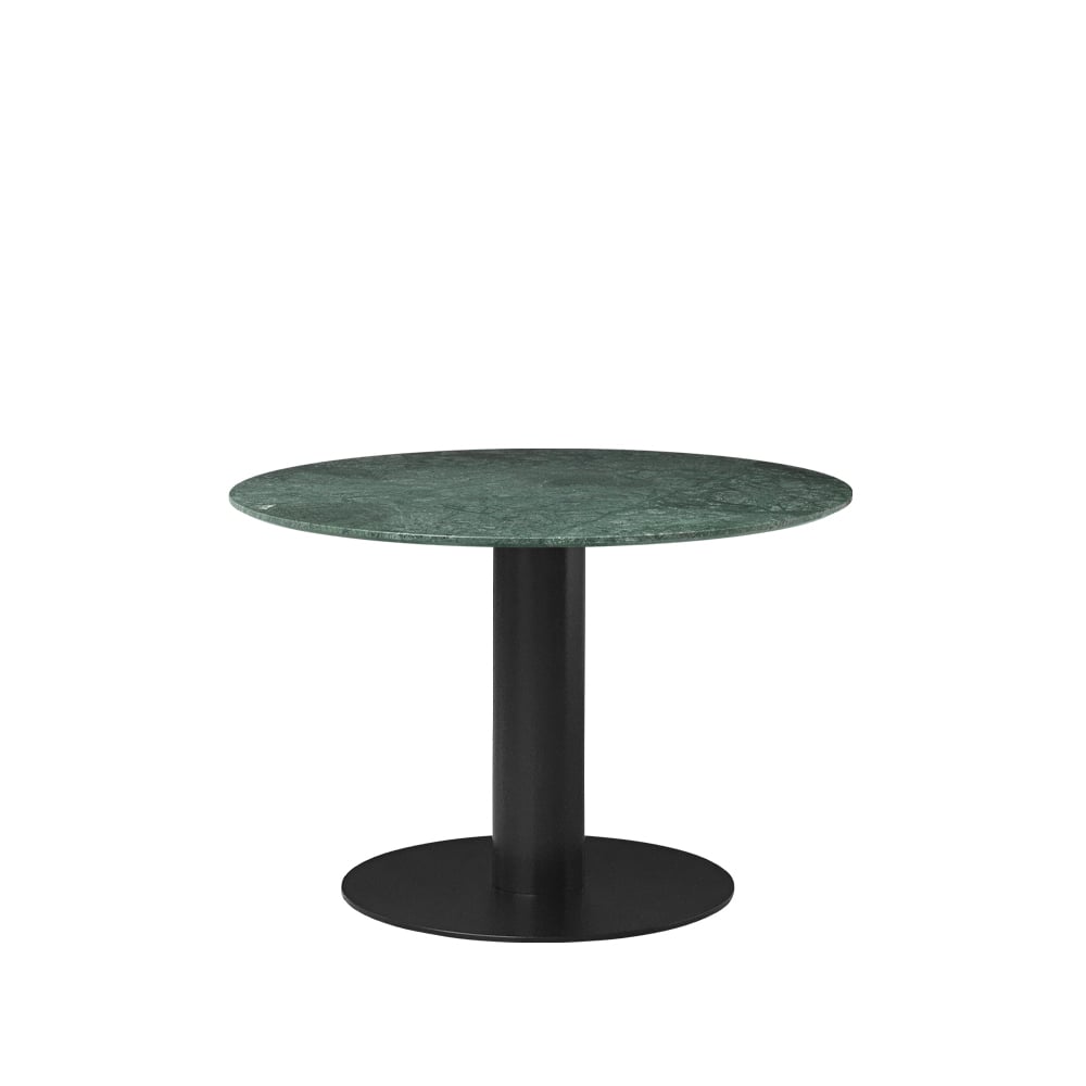 GUBI Gubi 2.0 Esstisch Marble green, ø110, schwarzes Gestell