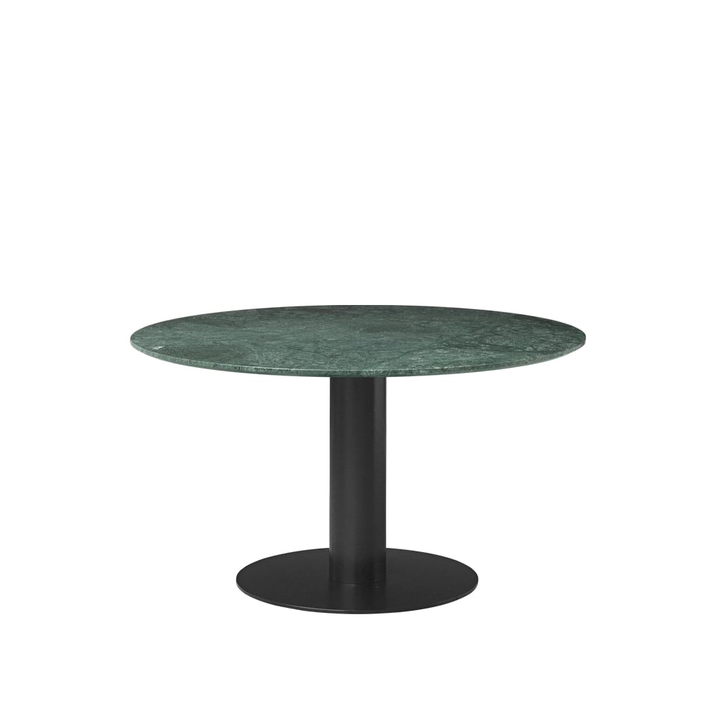 GUBI Gubi 2.0 Esstisch Marble green, ø130, schwarzes Gestell