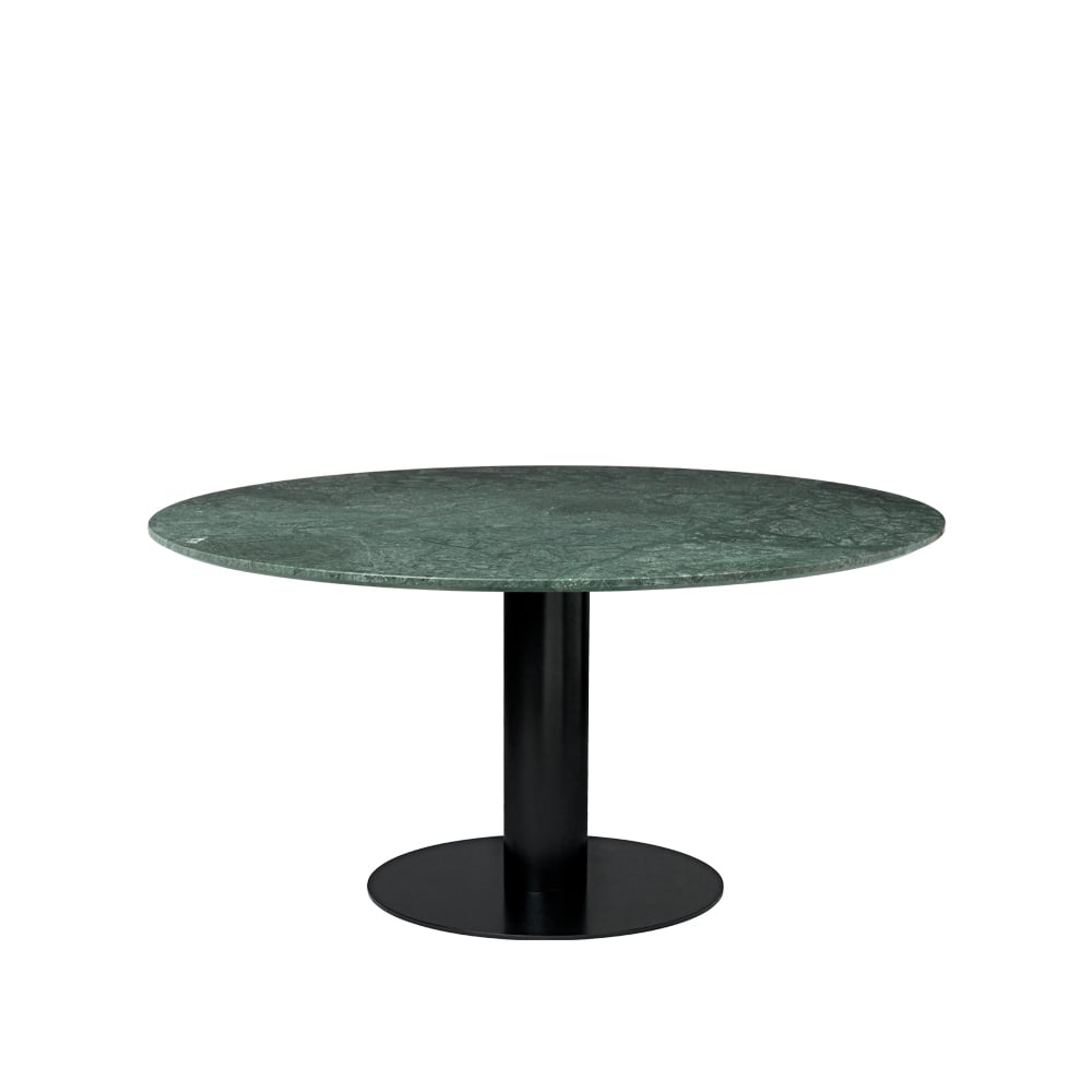 GUBI Gubi 2.0 Esstisch Marble green, ø150, schwarzes Gestell