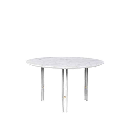 GUBI IOI Beistelltisch White carrara marble, ø70, Gestell aus Chrom