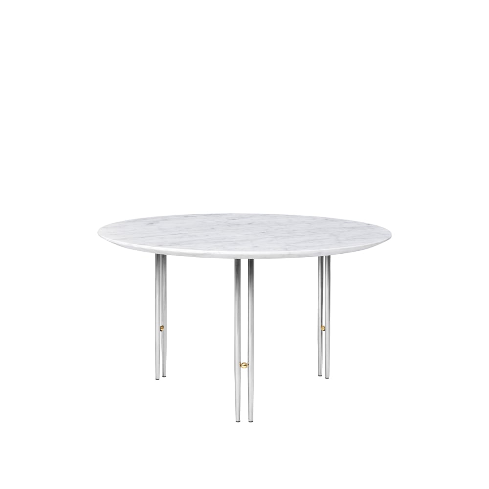 GUBI IOI soffbord White carrara marble-ø70-krom