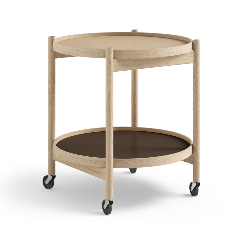 Brdr. Krüger Bølling Tray Table model 50 rullbord earth, obehandlat ekstativ