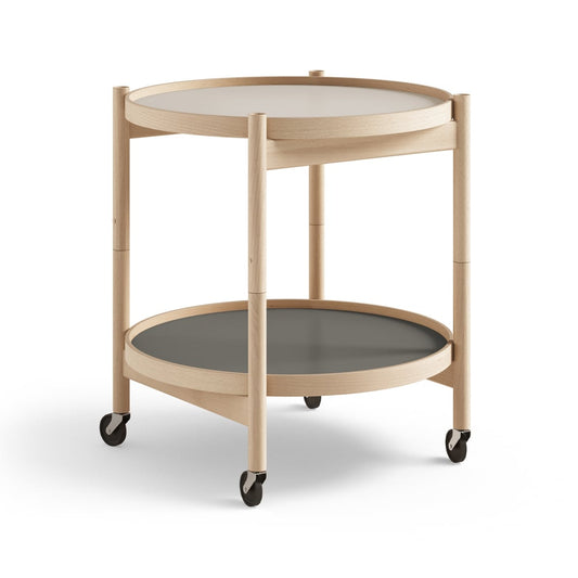 Brdr. Krüger Bølling Tray Table model 50 Servierwagen Stone, Buchenholzgestell geölt