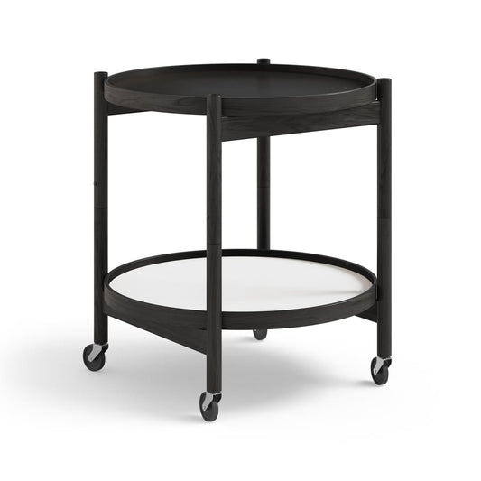 Brdr. Krüger Bølling Tray Table model 50 Servierwagen Sockel, Eichengestell schwarz lackiert