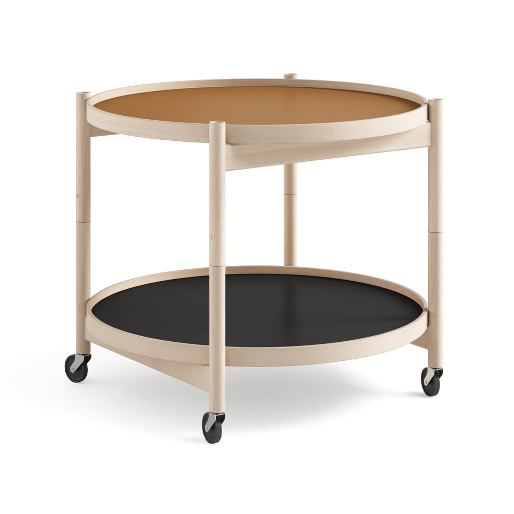 Brdr. Krüger Bølling Tray Table model 60 rullbord clay, obehandlat bokstativ