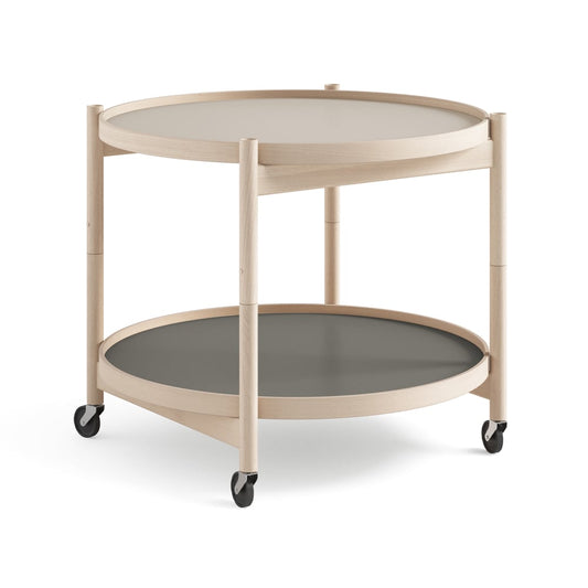 Brdr. Krüger Bølling Tray Table model 60 Servierwagen stone, unbehandeltes Buchenholzgestell