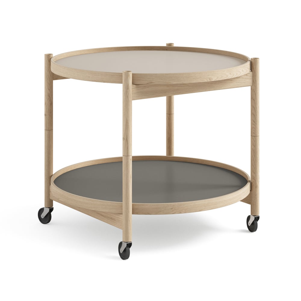 Brdr. Krüger Bølling Tray Table model 60 Servierwagen stone, unbehandeltes Eichengestell