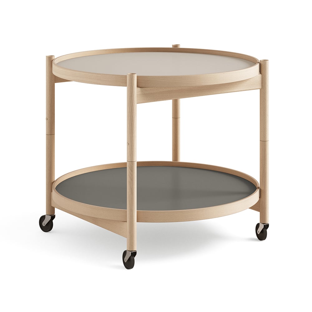 Brdr. Krüger Bølling Tray Table model 60 rullbord stone, oljat bokstativ