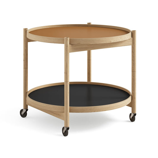 Brdr. Krüger Bølling Tray Table model 60 rullbord clay, oljat ekstativ