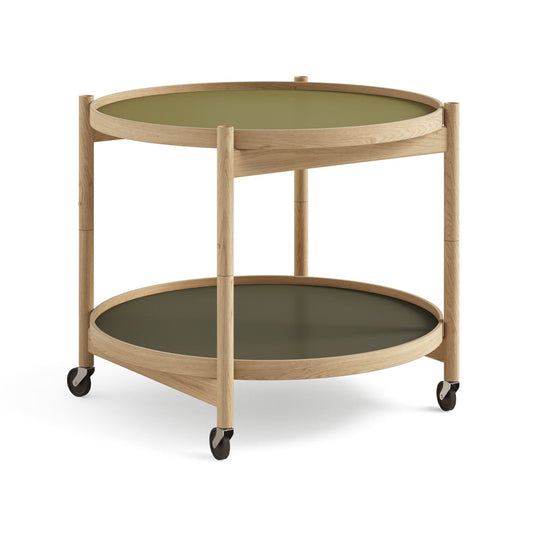 Brdr. Krüger Bølling Tray Table model 60 rullbord leaf, oljat ekstativ